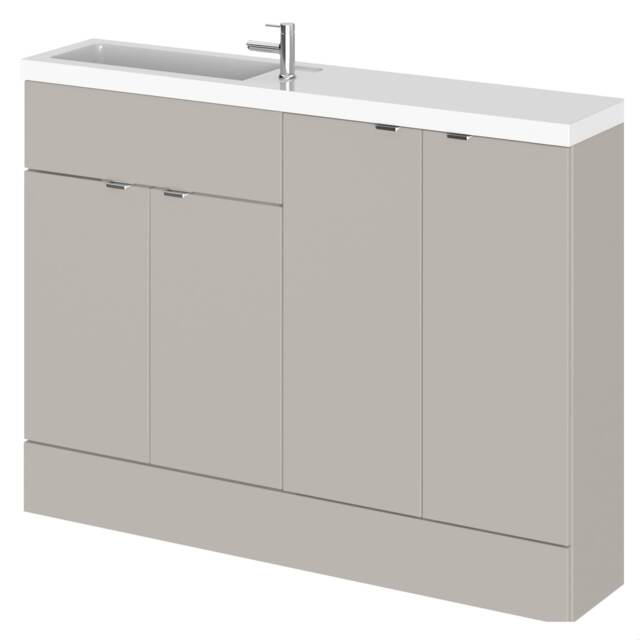 Balterley Alrewas Contemporary 2 Door Floor Standing Compact Combination Unit with Basin, Pebble Grey, 1200mm