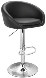 Luca Single Kitchen Bar Stool, Chrome Footrest, Height Adjustable Swivel Gas Lift, Breakfast Bar & Home Barstool, Black