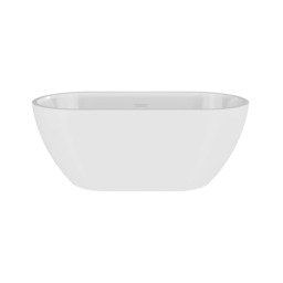 Balterley Contemporary Oval Freestanding Bath with Waste: Double-Ended Acrylic Bath White White 1400 x 780 x 590mm