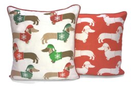 Multi Xmas Sausage Dog Cushion Cover with Cusion Pads (43x43 cm) Multi Multi 43 x 43 cm 1