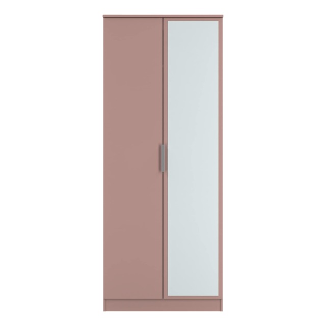 Dover Double Wardrobe with Mirror Door in Kobe Pink (Ready Assembled) Pink Kobe Pink
