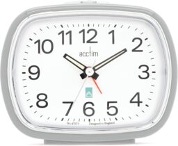 Acctim Camille Analogue Alarm Clock Quartz Luminous Hands Chrome Bezel Grey Pigeon Grey