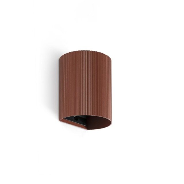 Sole Round Fluted Flush Wall Lamp Terracotta 1x GU10