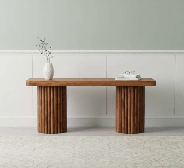 Artisan Furniture Solid Wood Astoria Fluted Bench, Brown