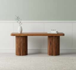 Artisan Furniture Solid Wood Astoria Fluted Bench, Brown