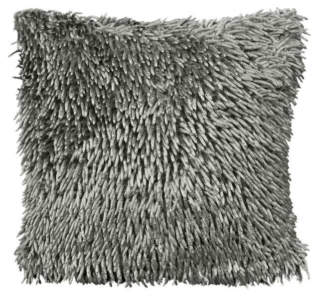 Shaggy Chenille Cushion - 43cm x 43cm Grey Charcoal