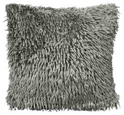 Shaggy Chenille Cushion - 43cm x 43cm Grey Charcoal