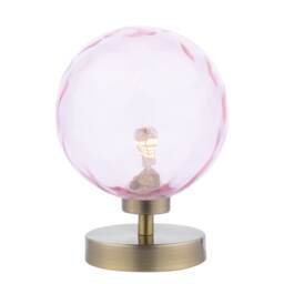 Esben Touch Table Lamp Antique Brass With Pink Dimpled Glass