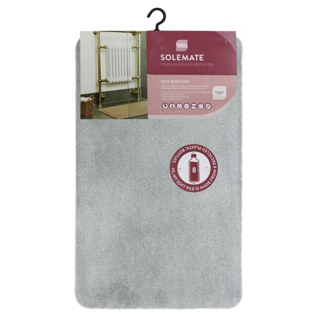 JVL Solemate Machine Washable Bath Mat 50x80cm - Light Grey Grey