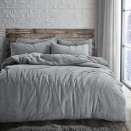 Velosso Plain Teddy Fluffy and Warm Fleece Duvet Cover Set Silver Silver Single