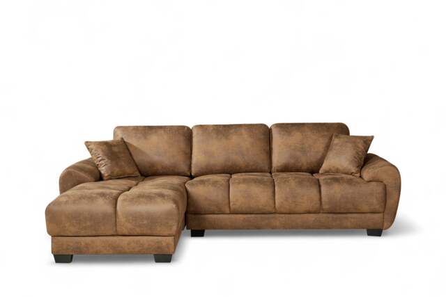 Faux Leather Suede Brown 1C2 Corner Sofa JACK