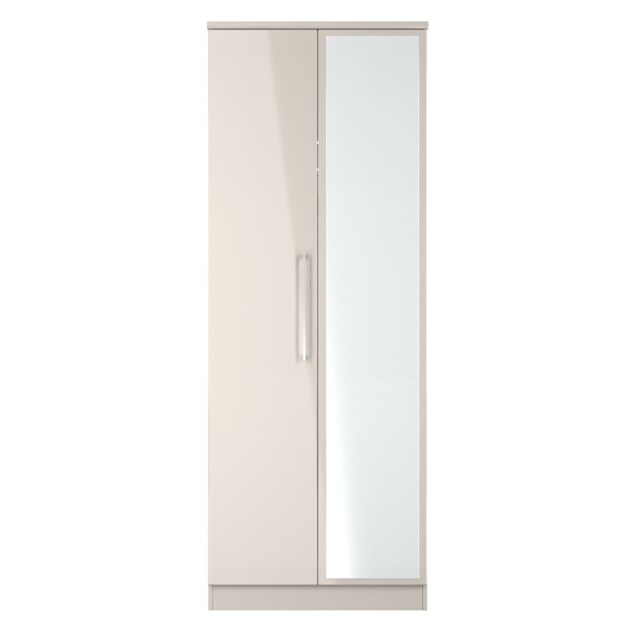 Lyon Tall Double Mirrored Wardrobe in Kashmir Gloss & Kashmir (Ready Assembled) Cream Kashmir Gloss & Kashmir