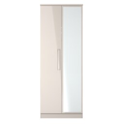 Lyon Tall Double Mirrored Wardrobe in Kashmir Gloss & Kashmir (Ready Assembled) Cream Kashmir Gloss & Kashmir