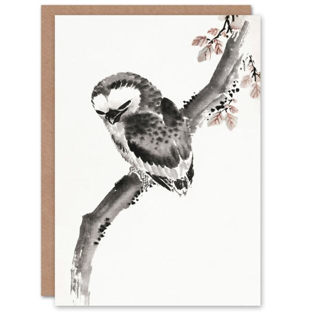 Katsushika Hokusai Japanese Art Card Owl 1841 Album Of Sketches