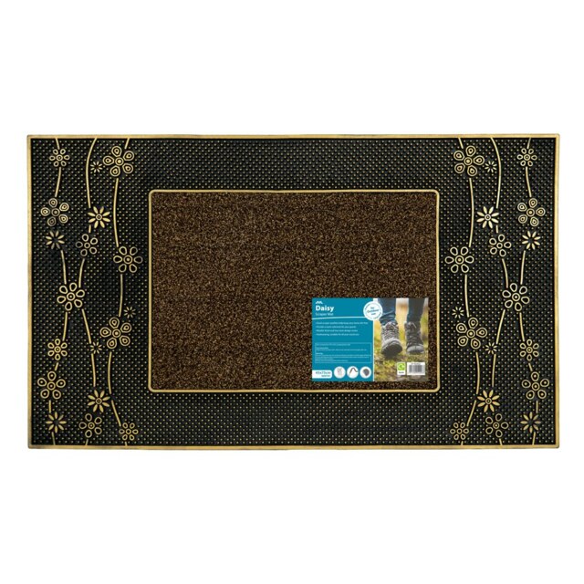 JVL Daisy Metallic PVC Doormat - 45x75cm, Gold