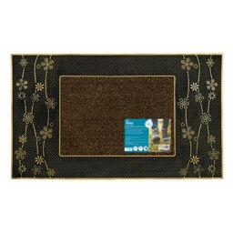 JVL Daisy Metallic PVC Doormat - 45x75cm, Gold