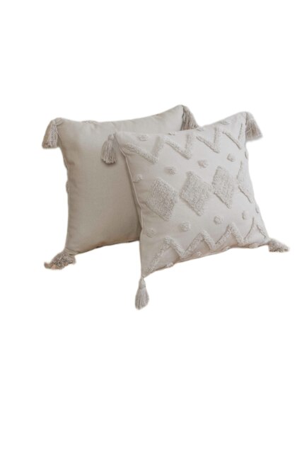 Juniper Tufted (43x43 cm) Cushion Cover with Cusion Pads Silver 43 x 43 cm 1