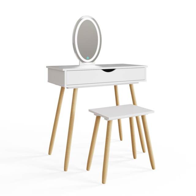 Signy LED Dressing Table Set White White