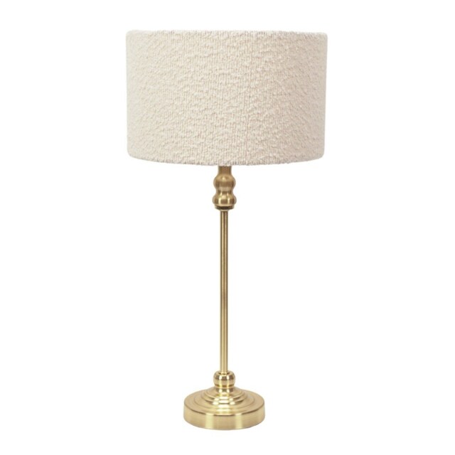 ValueLights Maggie Gold Candlestick Table Lamp Cream Boucle Shade Gold