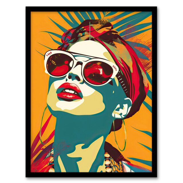 Holiday Travel Vibes Colourful Portrait Black Framed Wall Art Print A4