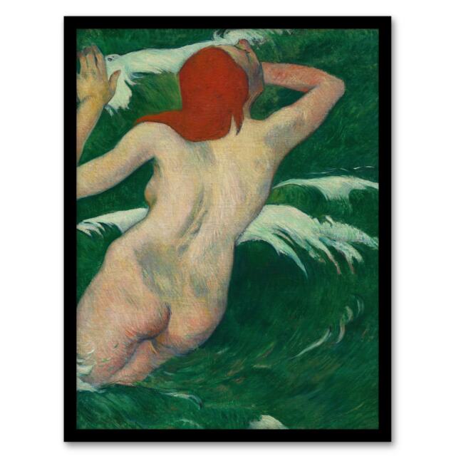 "In The Waves Woman Sea Nymph Paul Gauguin Framed Wall Art Print 12X16"""