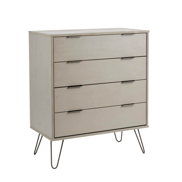 Chest of 4 Drawers Clothing Cabinet Storage Organiser Bedroom Furniture Grey