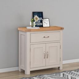 Bologna Painted Compact Sideboard with 1 Drawer & 2 Doors - L32 x W80 x H80 cm Grey