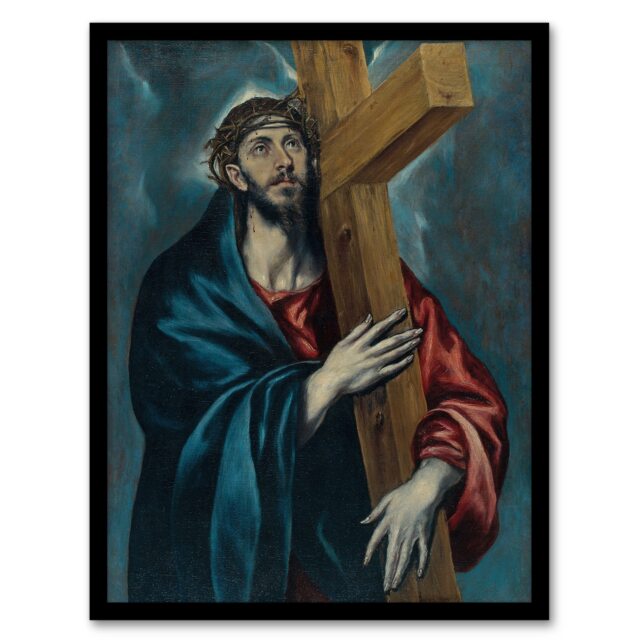 "Jesus Christ Carrying The Cross El Greco Framed Wall Art Print 12X16"""