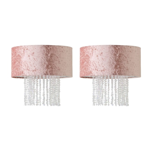 ValueLights Boland Pair of Pink Ceiling Pendant Droplets Shade