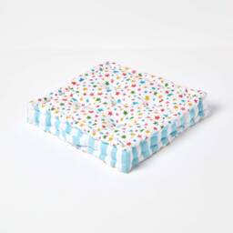 Homescapes Cotton Multi Coloured Stars Floor Cushion - 40 x 40 cm Multi Multi Colour 40 x 40 cm