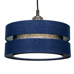 Contemporary Quality Blue Linen Fabric Triple Tier Ceiling Pendant Light Shade Blue Midnight Blue 1