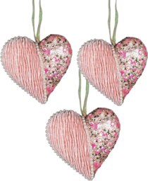12cm Heart Baby Pink - 3Pcs Christmas Hanging Decorations