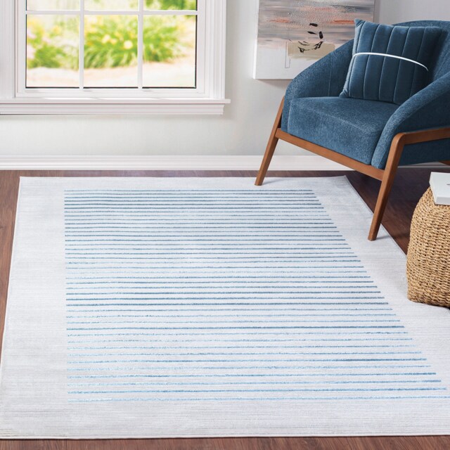 LIVABLISS Lustro-Modern Striped Rug 160 x 220 cm Grey Blue Beige