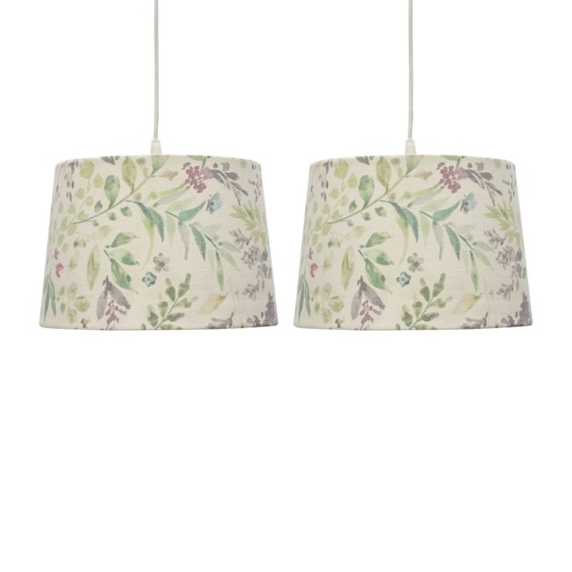 Set of 2 Voyage - Floral Print 28cm Pendant or Lamp Shades Multi Medium 2