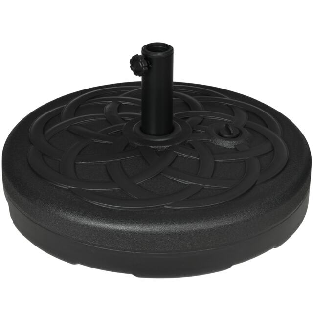 Outsunny Garden Parasol Base Water or Sand Filled Weight with Built-In Handle Black Black Φ56 x 30.5H cm