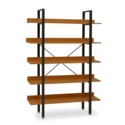 5 Tier Red Pomelo Shelves & Black Frame Shelf Unit,Office Wall Shelving,Five-Tiered Display Unit For Decor Black