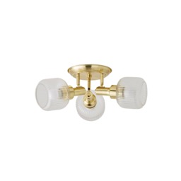 ValueLights Calpe 3 Way Brass Ceiling Spotlight Ribbed Clear Shades & Bulbs Bronze