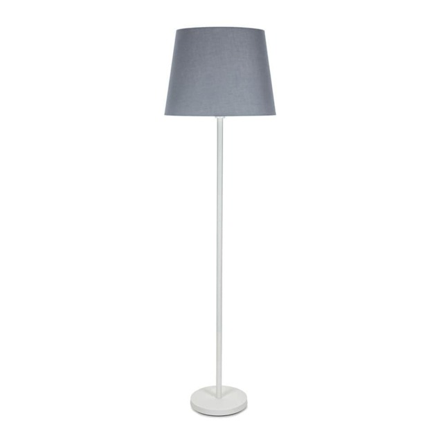 ValueLights Charlie White Floor Lamp Grey Taper Shade and Bulb