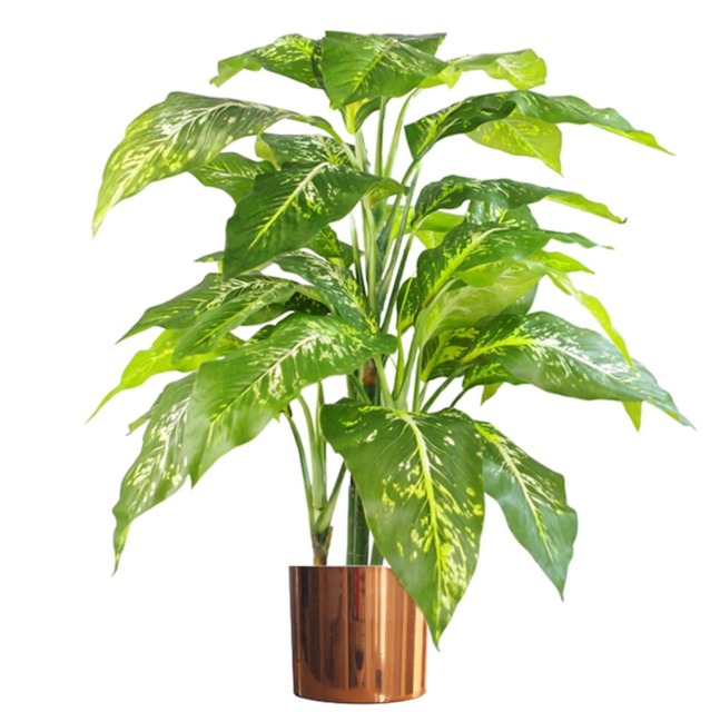 Large Artificial Plant Tree Copper Planter 100cm Natural Aglaonema Spotted Botanik Green 3ft