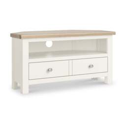Farro Coconut White Corner TV Unit - Fully Assembled - By Roseland Furniture