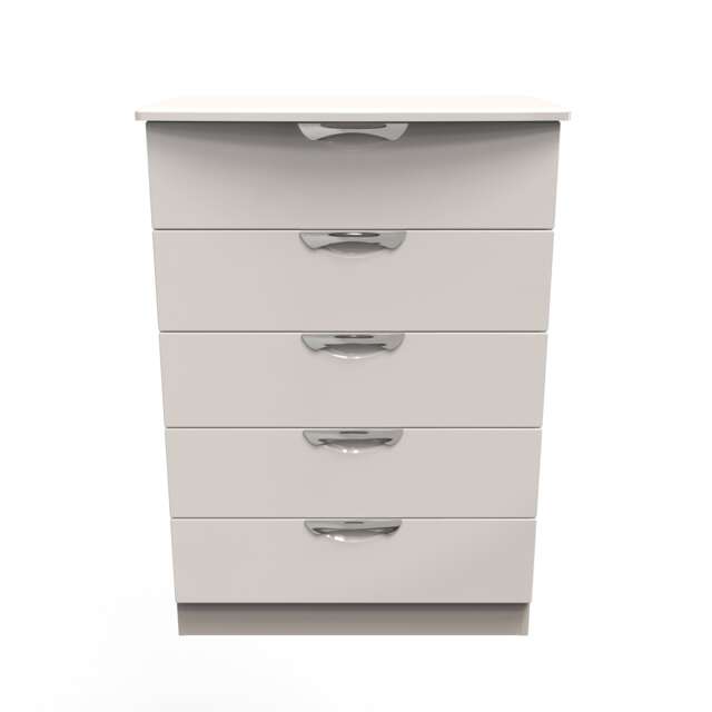 Holborn 5 Drawer Chest of Drawers in Kashmir Gloss & Kashmir (Ready Assembled) Cream Kashmir Gloss & Kashmir