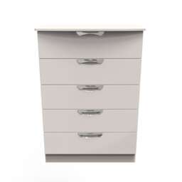 Holborn 5 Drawer Chest of Drawers in Kashmir Gloss & Kashmir (Ready Assembled) Cream Kashmir Gloss & Kashmir