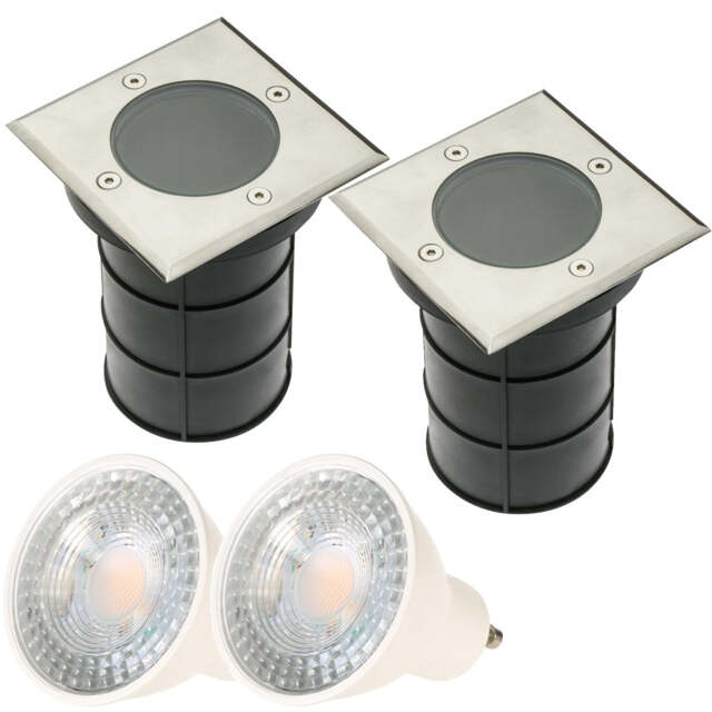 CGC BRIDGET 2 x GU10 Stainless Steel Effect Square Inground and Decking Light 12.1 cm IP67 Silver Stainless steel effect Height: 12.1 cm Width: 11 cm Cut Out: 10 cm