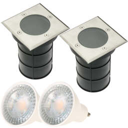 CGC BRIDGET 2 x GU10 Stainless Steel Effect Square Inground and Decking Light 12.1 cm IP67 Silver Stainless steel effect Height: 12.1 cm Width: 11 cm Cut Out: 10 cm