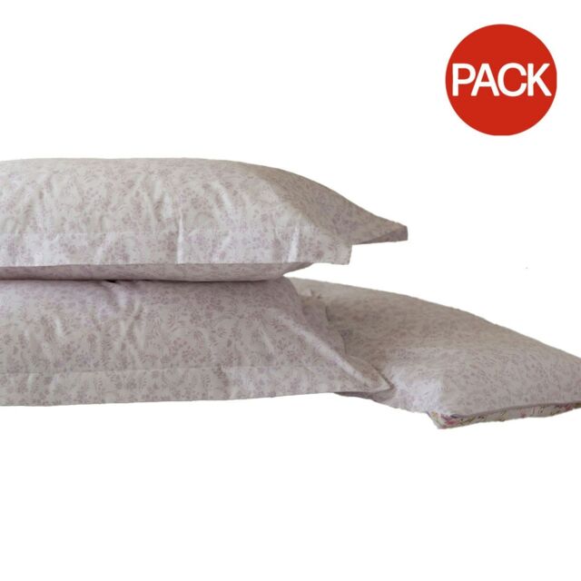 Belledorm Kira Oxford Pillowcase (Pack of 2) - White/Lilac - 75cm x 50cm
