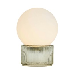 BHS Harper Opel Glass Ball with Ribbed Base Table Lamp, Green
