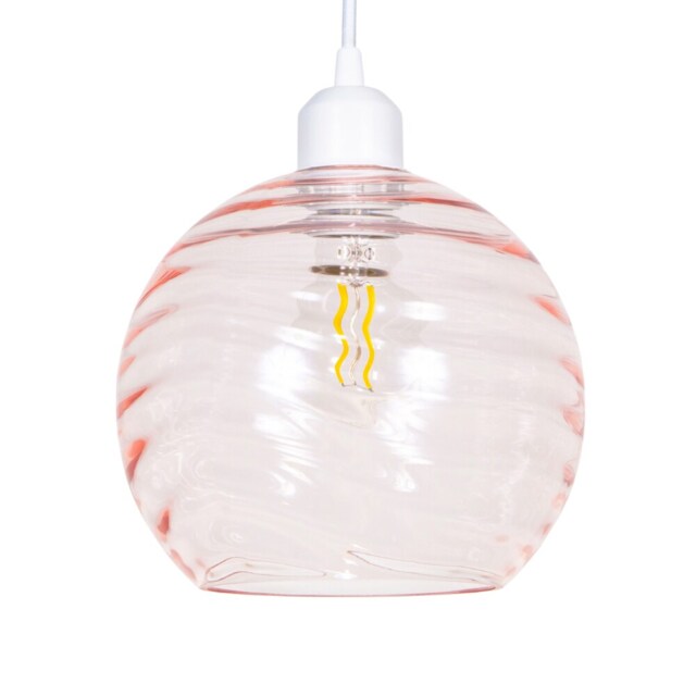 Modern Designer Pink Circular Ribbed Glass Non Electric Pendant Lamp Shade Pink Pink 1