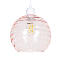 Modern Designer Pink Circular Ribbed Glass Non Electric Pendant Lamp Shade Pink Pink 1