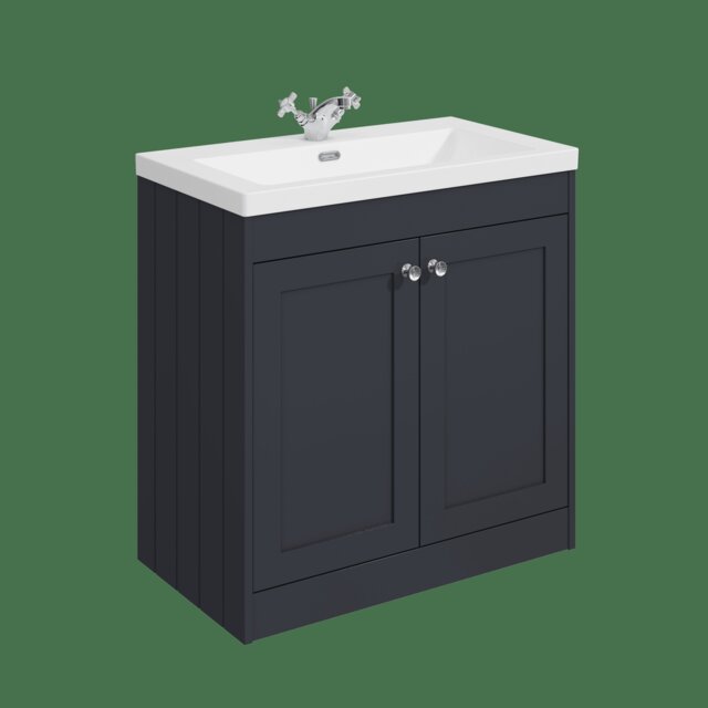 Balterley Floor Standing 2 Door Unit & Minimalist Basin 1 Tap Hole Grey 800 x 800 x 453mm