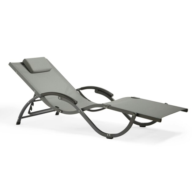 VonHaus Textilene Folding Sun Lounger for Garden Grey